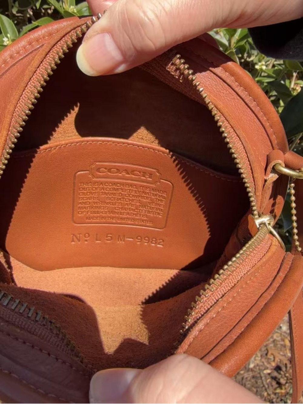 Vintage Coach USA Made Leather Mini Round Crossbody Bag Brown 9982 - Picture 9 of 10